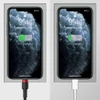 Kép 10/20 - USB/USB-Type C/ Lightning kábel 18W 2,4A 480 Mbps 1,2m szürke Baseus Cafule Nylon harisnyázott (CATKLF-ELG1)
