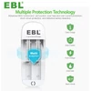 Kép 1/8 - EBL univerzális micro USB-s töltő 10440/14500/16340/18500/18650 akkumulátorokhoz dupla foglalattal (AA/AAA)
