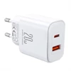 Kép 1/6 - Joyroom JR-TCF05 hálózati töltő adapter USB-A QC3.0, USB-C PD 20W (fehér)