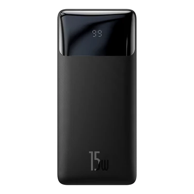 Baseus Bipow powerbank kijelzővel 30000mAh 15W + USB-A - Micro USB kábel 0,25m fekete (PPBD050201)