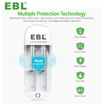 EBL univerzális micro USB-s töltő 10440/14500/16340/18500/18650 akkumulátorokhoz dupla foglalattal (AA/AAA)