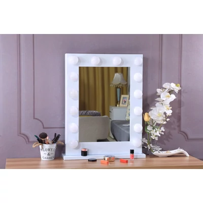 Hollywood tükör 60x80cm (DC117-6A) sminkes tükör fehér 14x3W LED sminktükör álló
