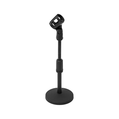 Mini asztali mikrofonállvány fém kör talppal, állítható magassággal 20- 30cm