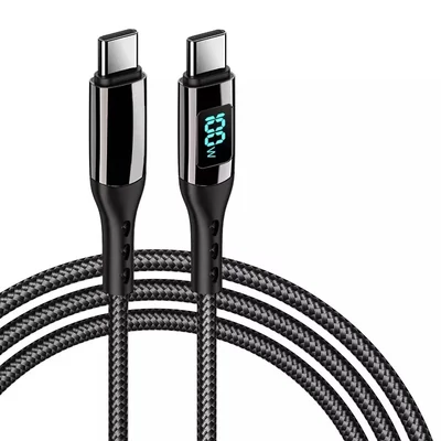 PD100W USB Type-C - USB Type-C kábel gyorstöltéssel, teljesítménykijelzéssel 1m, fekete