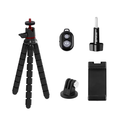 PULUZ flexibilis, rugalmas állvány gömbfejjel fényképezőgéphez, akciókamerához, mobiltelefonhoz bluetooth kioldóval (PU860)