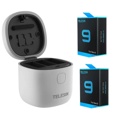 TELESIN Allin töltődoboz, kártyaolvasó 2db akkumulátorral GoPro Hero 9 / Hero 10 / Hero 11 / Hero 12 akciókamerához (GP-BTR-905-GY)