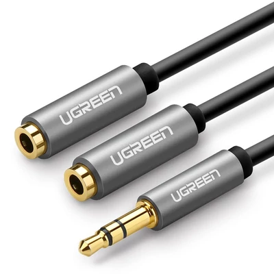 Ugreen AUX 3.5mm-es mini jack elosztó adapter kábel 20cm ezüst (10532)