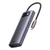 Baseus Metal Gleam Series 6 az 1-ben dokkoló, HUB USB Type C Power Delivery 100 W / 2x HDMI 4K 30 Hz / 3x USB 3.2 Gen 1 szürke (WKWG030113)